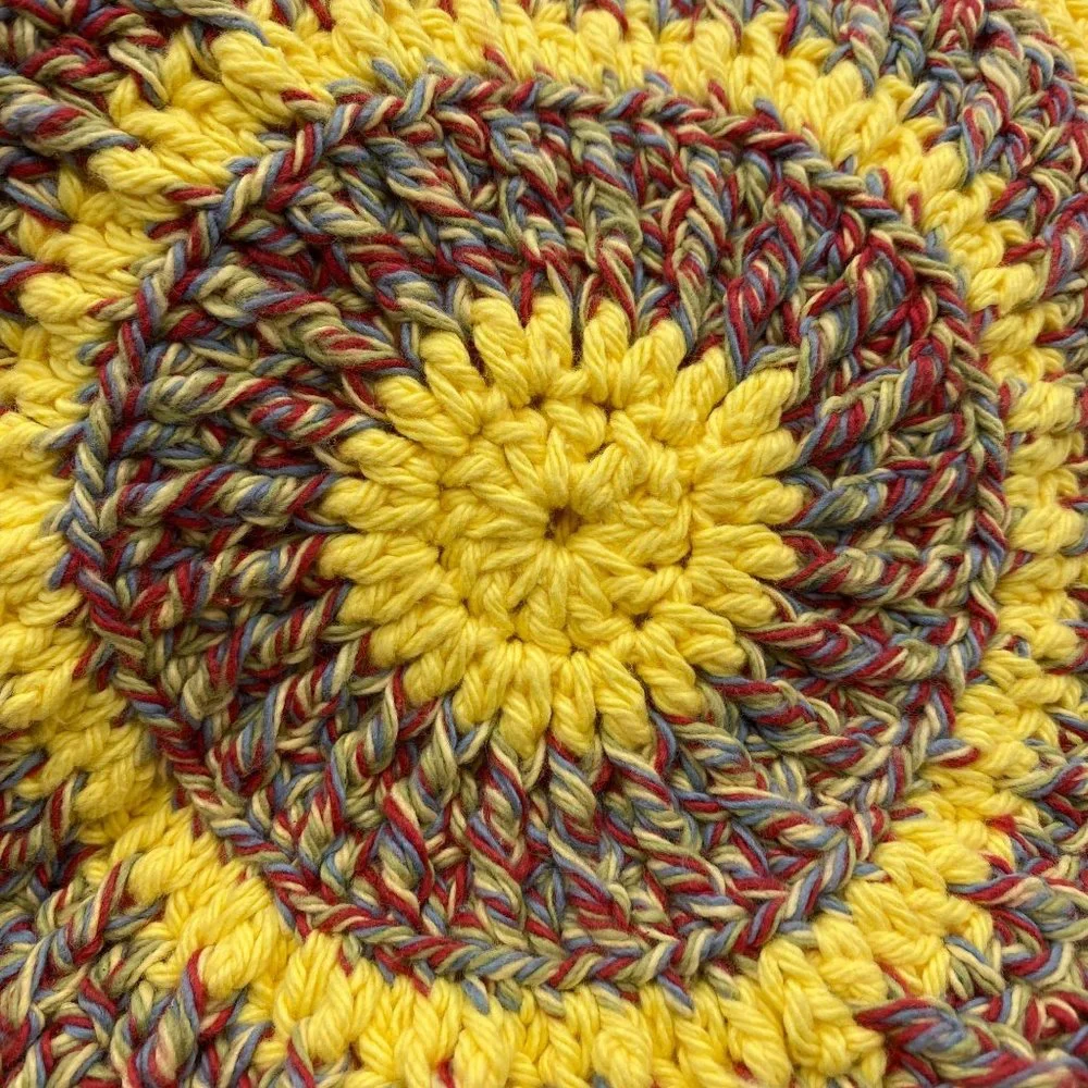 Crochet pot holders‎ trivets yellow hanging vintage kitchen handmade